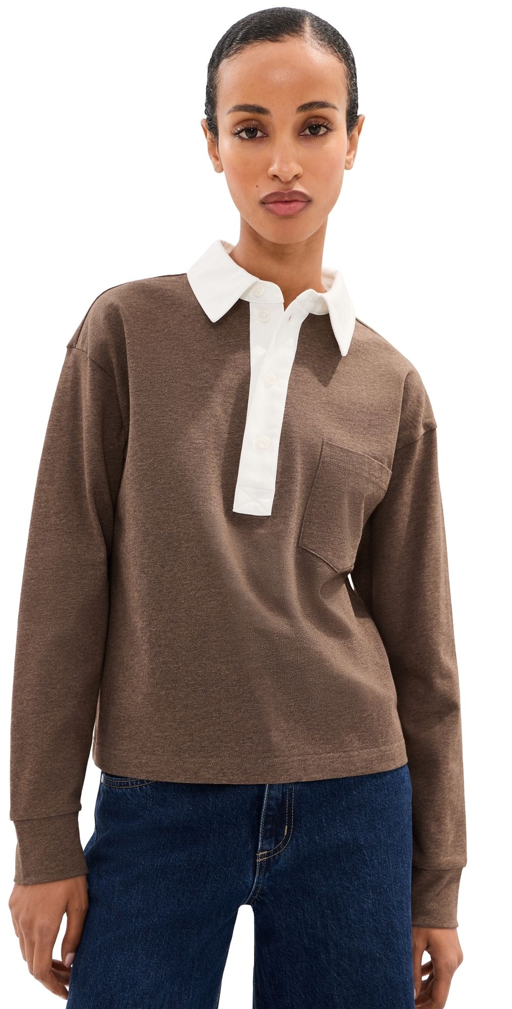LE BOP Hayley Polo Shirt Chocolate Heather M