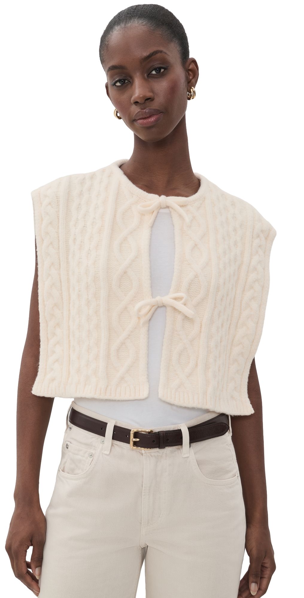 Favorite Daughter The Cable Tie Vest Ivory One Size