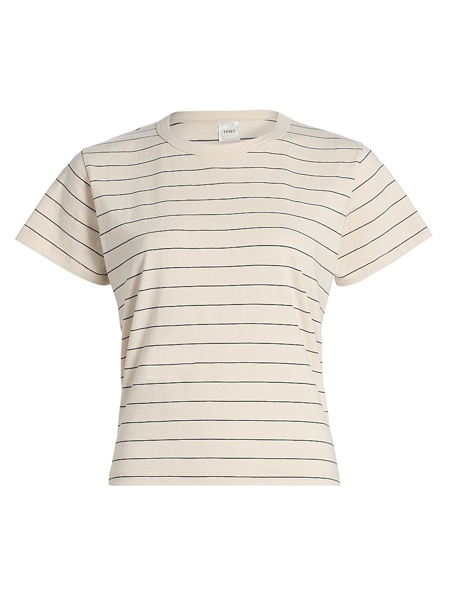 Women's The Margo Striped Cotton T-Shirt - Natural Midnight Stripe - Size XL