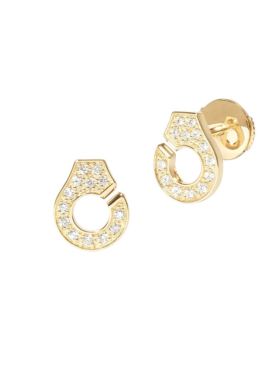 Women's Menottes Dinh Van R7.5 18K Yellow Gold & 0.11 TCW Diamond Stud Earrings - Yellow Gold