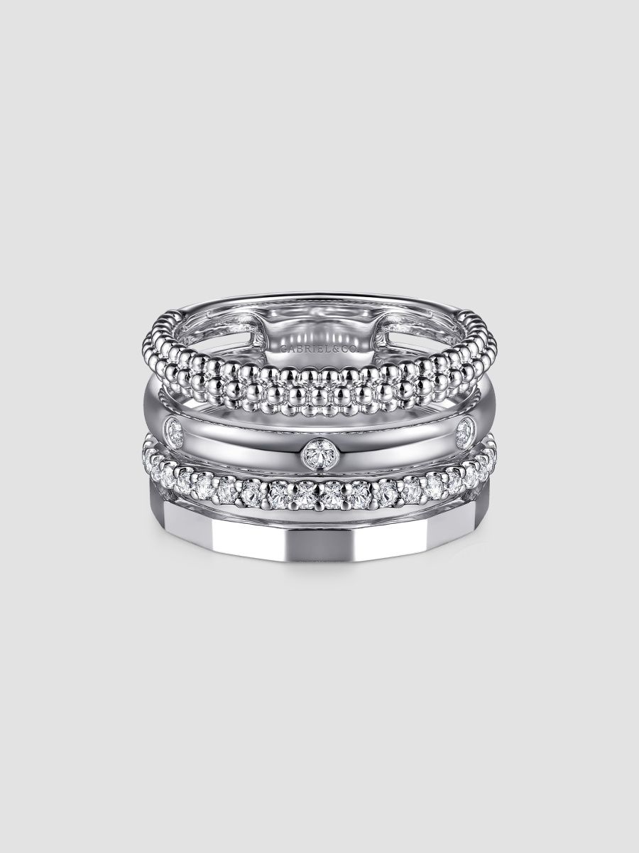 Gabriel & Co Women's Bujukan Sterling Silver & White Sapphire Multi-Band Ring - Sterling Silver - Size 6.5