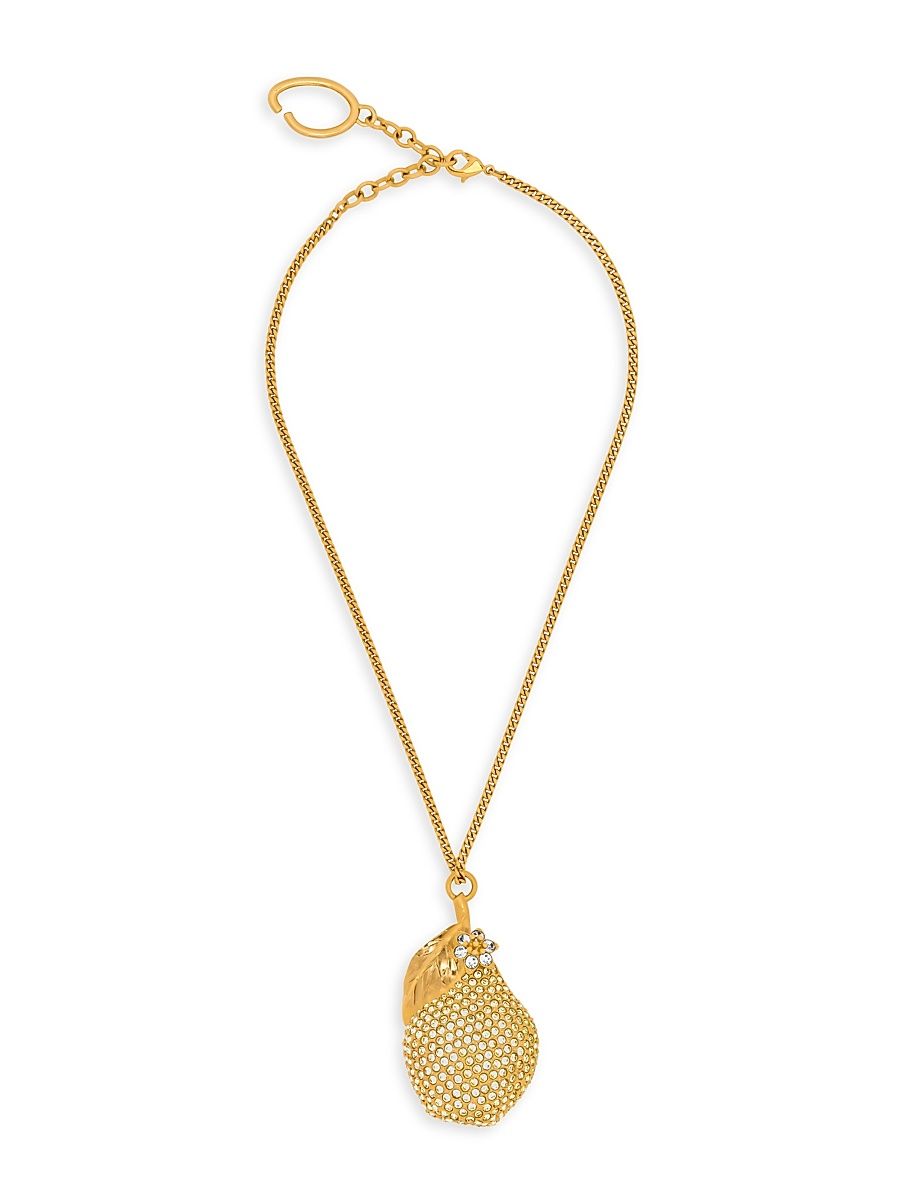 Women's Pavé Pear 24K-Gold-Plated & Glass Crystal Pendant Necklace - Green