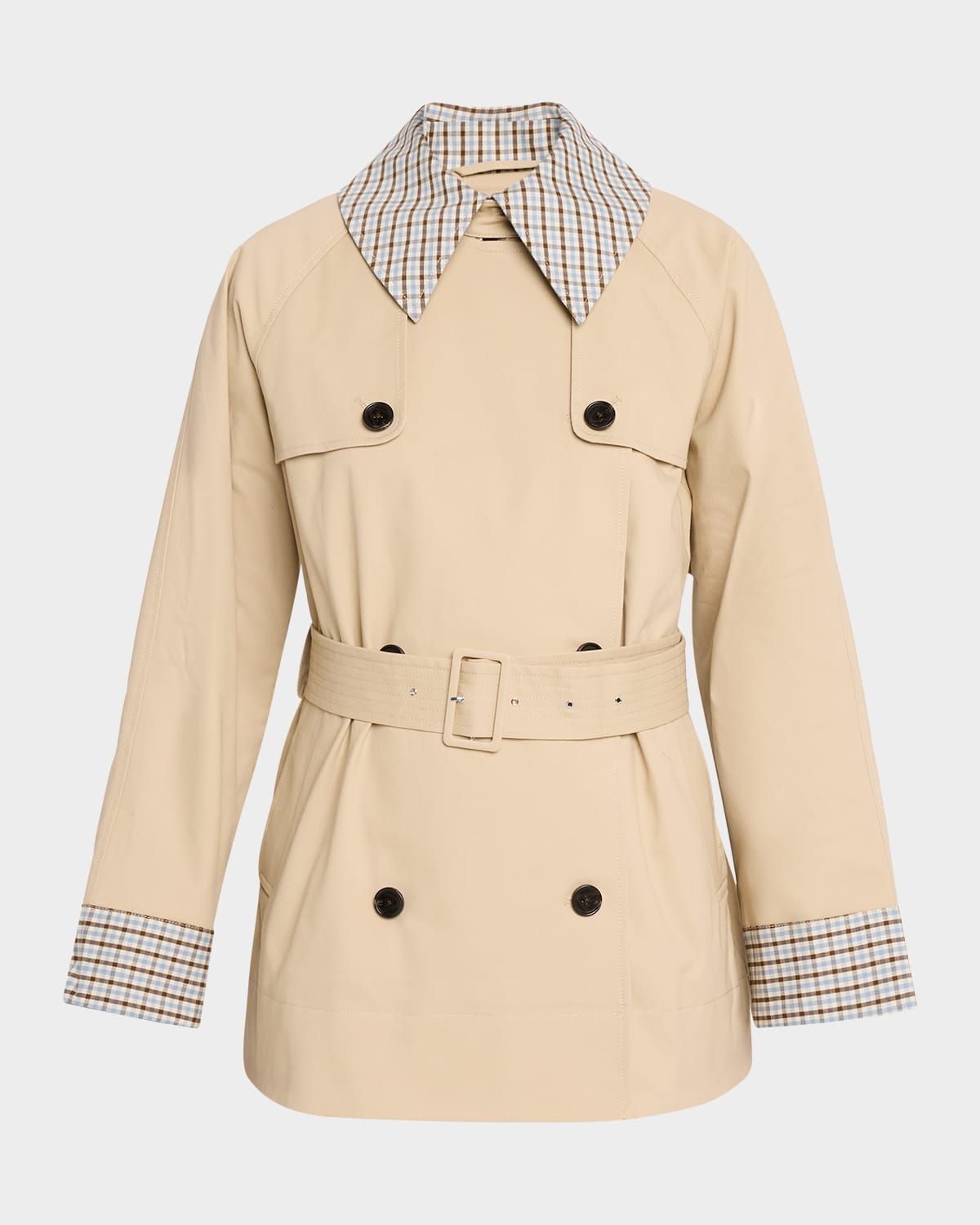 Lucien Gingham Gabardine Trench Coat