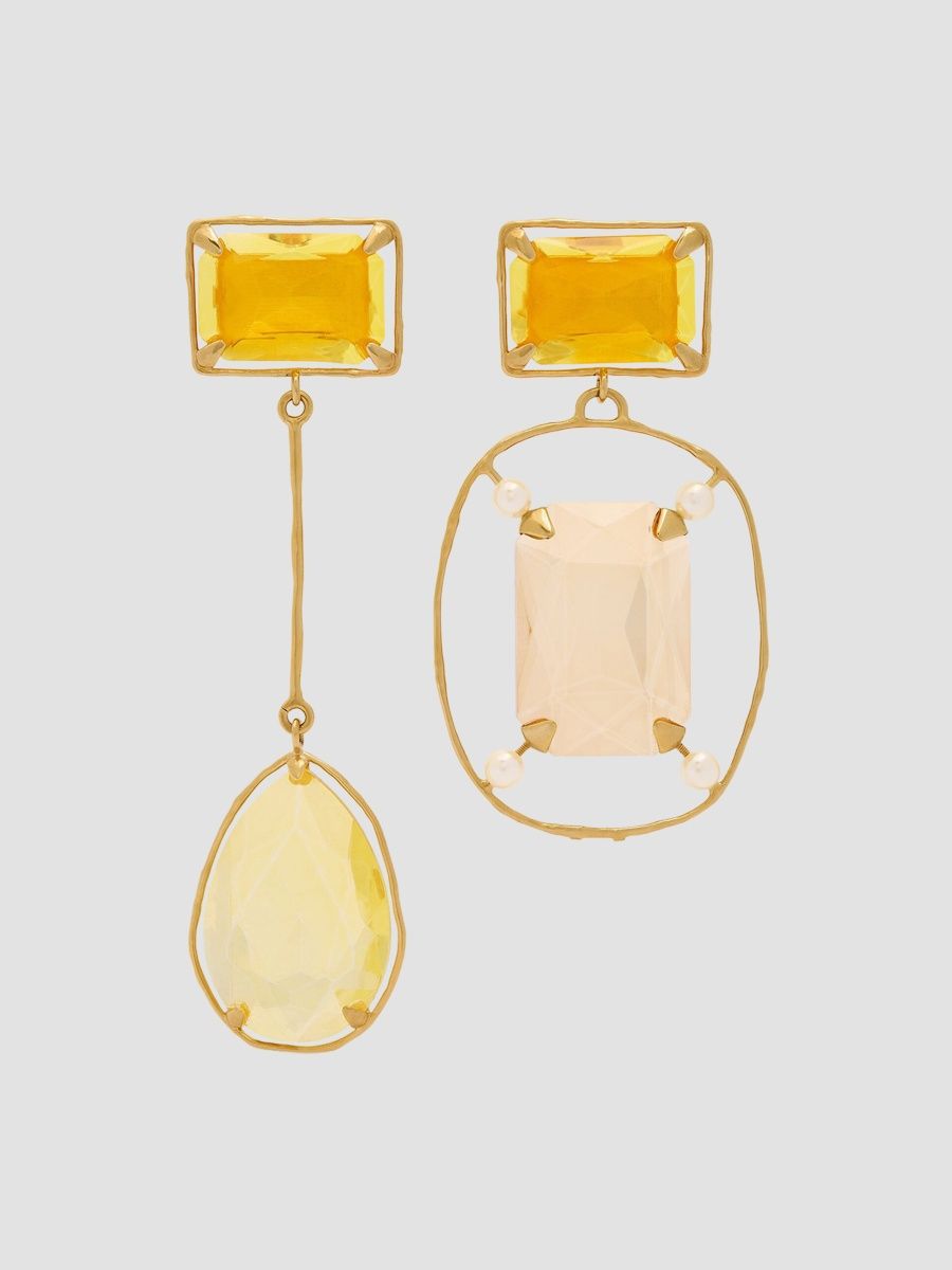Givenchy Women's Rainbow Drop Asymmetric Earrings in Metal and Crystals - Yellow