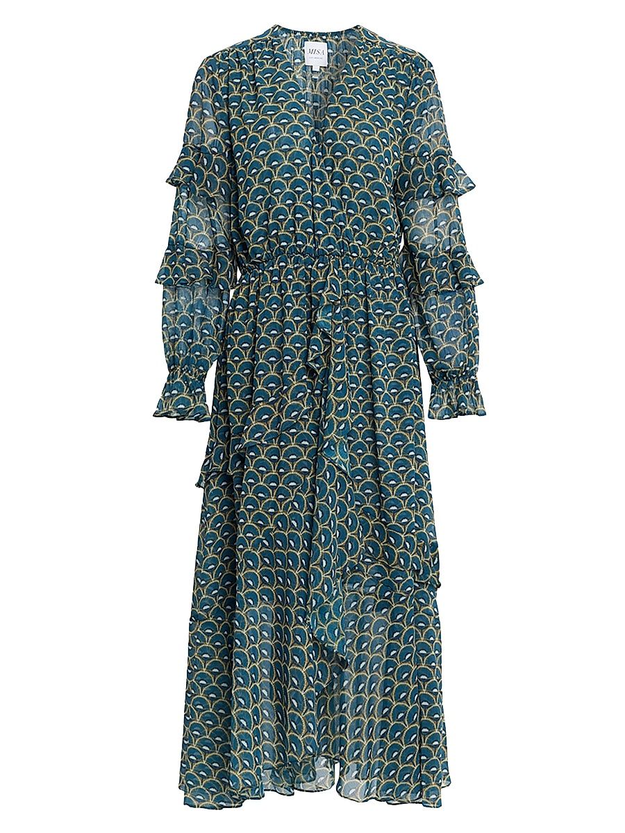 Women's Delora Floral Chiffon Midi-Dress - Size XL