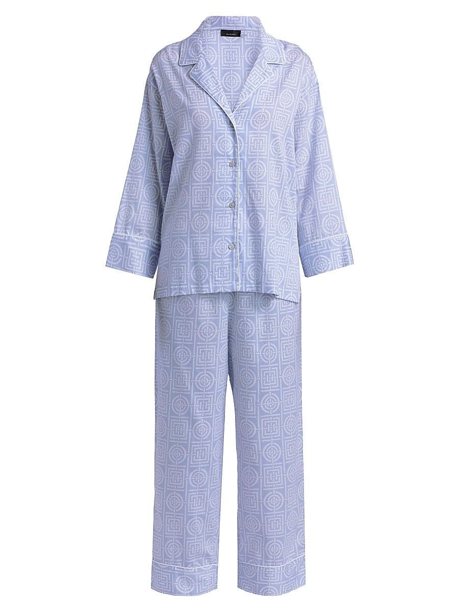 Women's Infinity Cotton Sateen Pajama Set - Powder Blue - Size Medium
