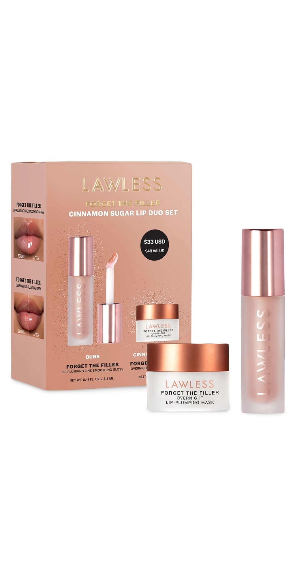 LAWLESS Forget the Filler Cinnamon Sugar Lip Duo Cinnamon Sugar One Size