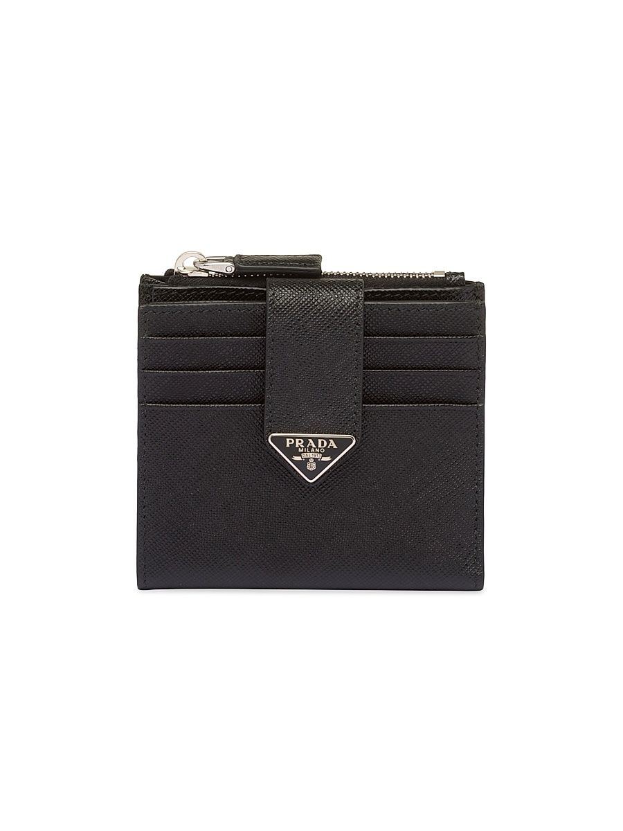 Men's Saffiano And Leather Card Holder - Black