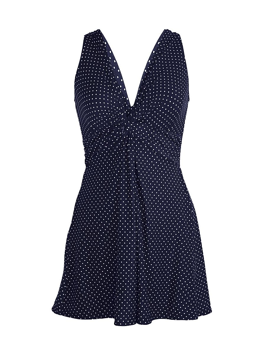 Miraclesuit Swim Women's Pin Point Marais Polka Dot Swim Dress - Midnight Blue - Size 18