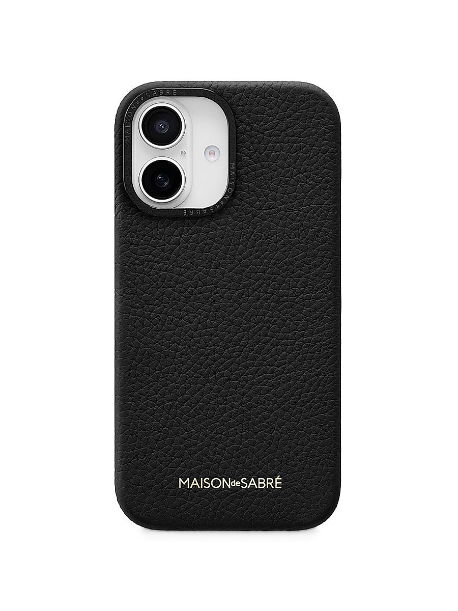 Leather Phone Case (iPhone 16) - Black Caviar