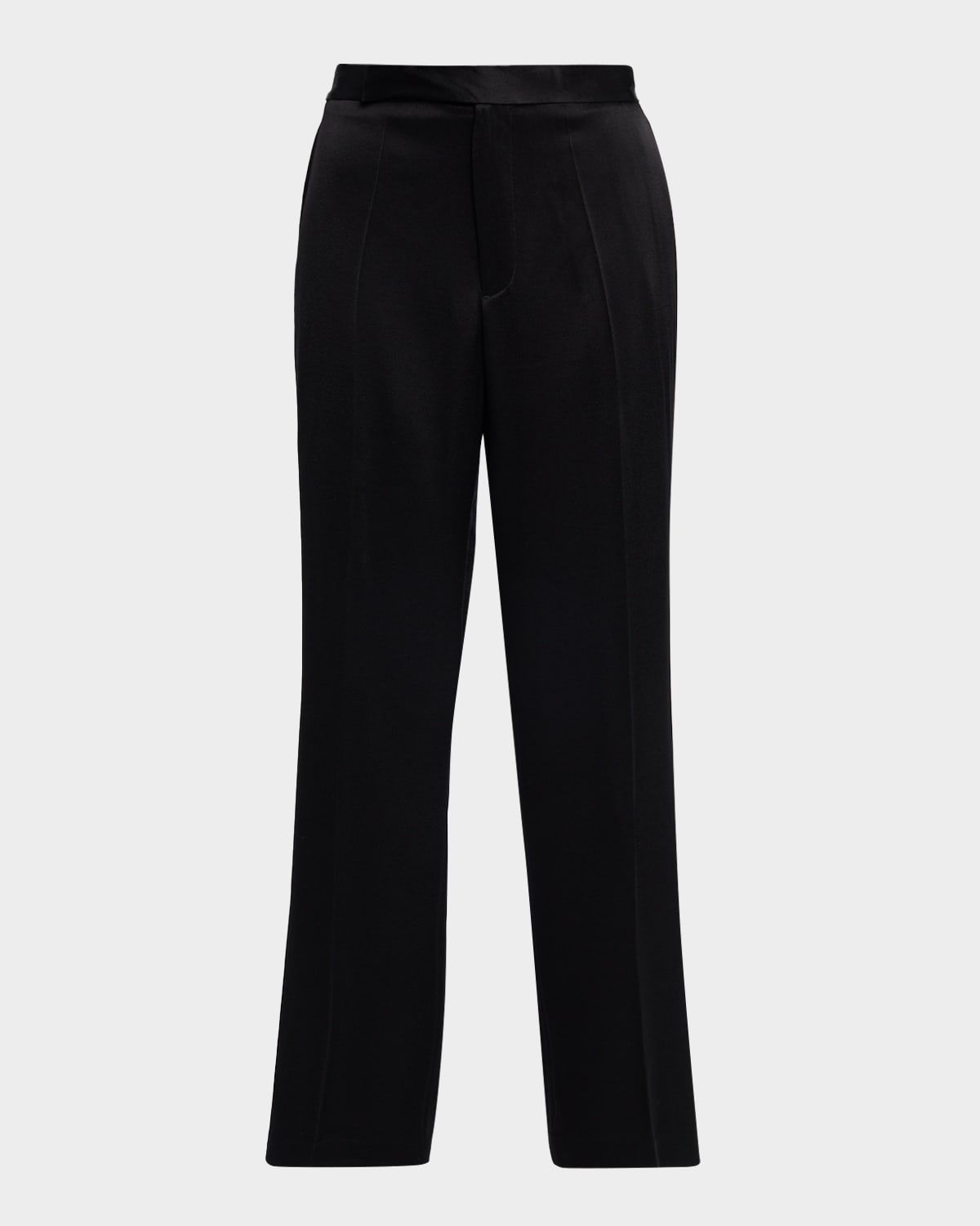 Straight-Leg Crepe Back Satin Pants