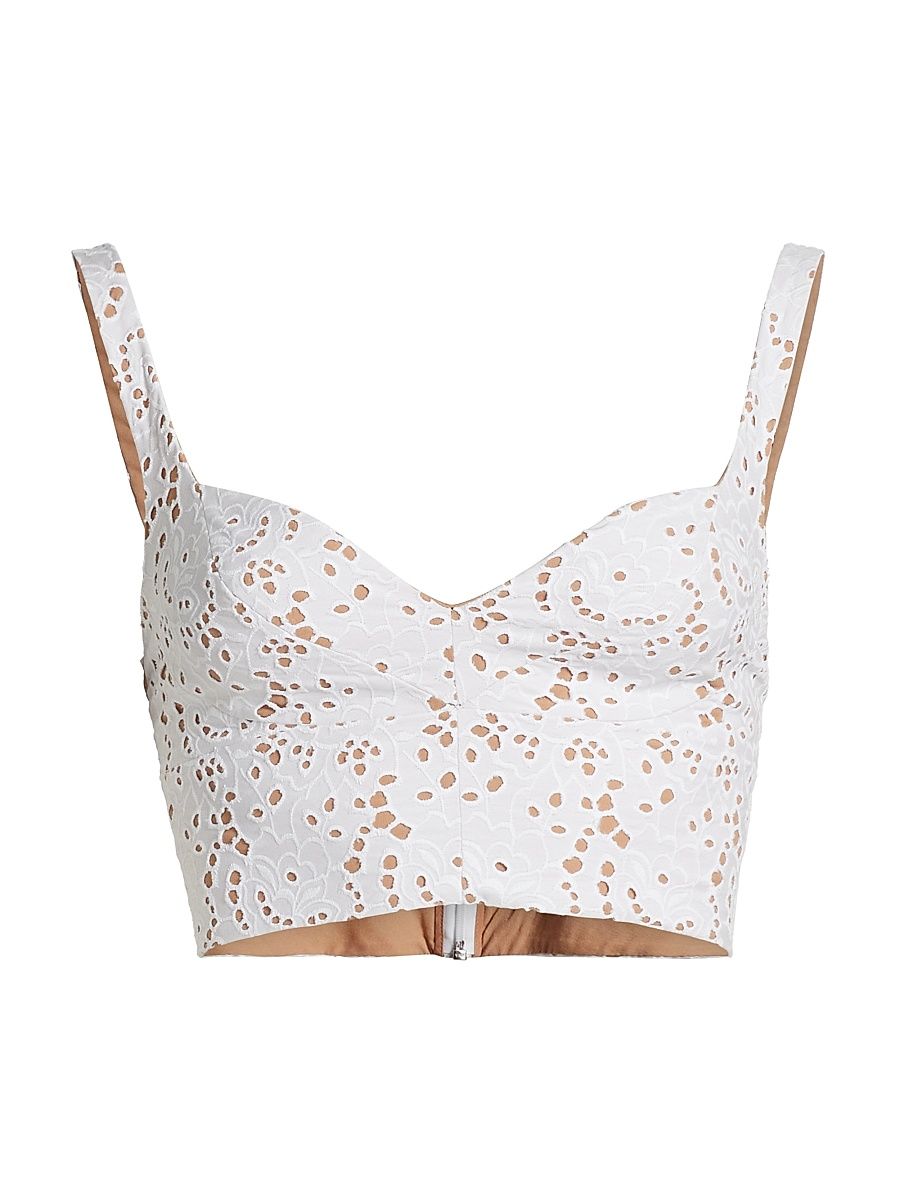 Women's Broderie Anglaise Seamed Bra Top - Optic White - Size 6