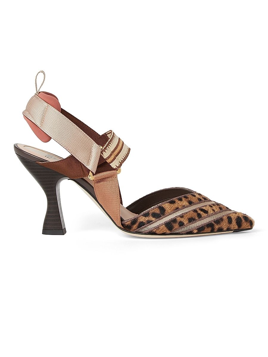 Women's Colibri 85MM Leopard Print Pumps - Nudo Marrone Brown - Size 12