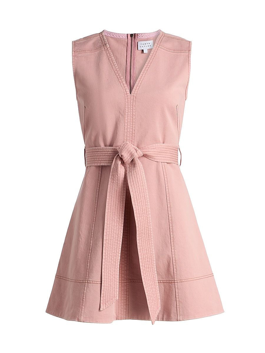 Women's Reina Belted Denim Minidress - Rose Quartz - Size 00