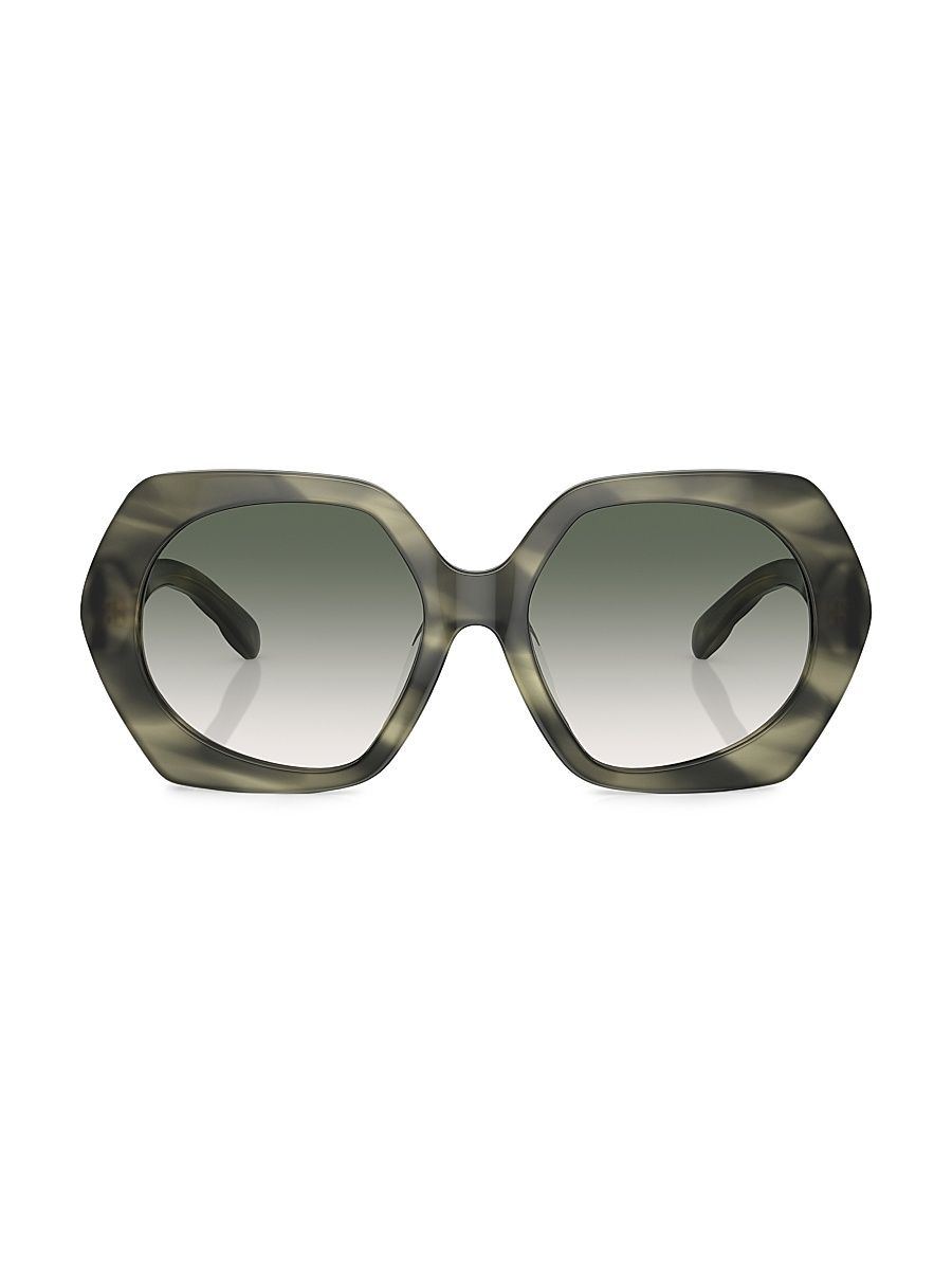 Women's Kira 55MM Oversized Geometric Sunglasses - Green Horn