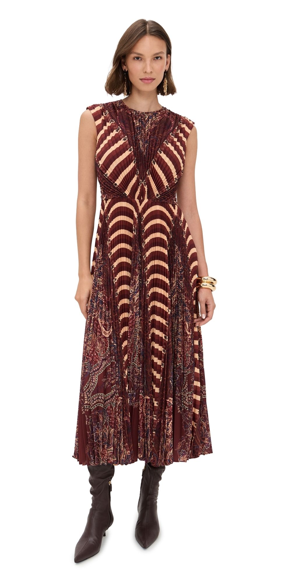 Ulla Johnson Violeta Pleated Sleeveless Midi Dress Topaz 0