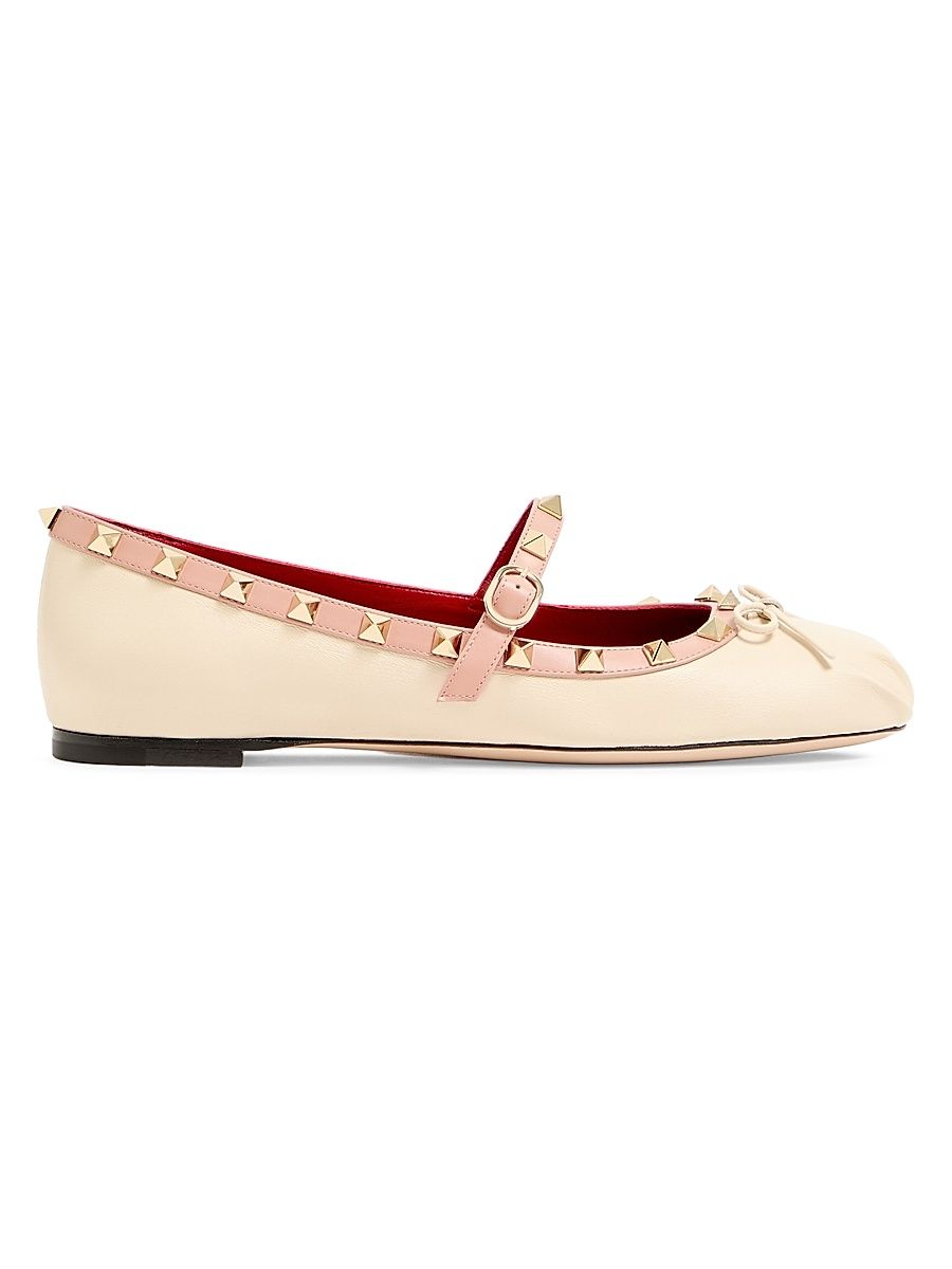 Women's Mary-Jane Rockstud Ballerinas - Butter - Size 7