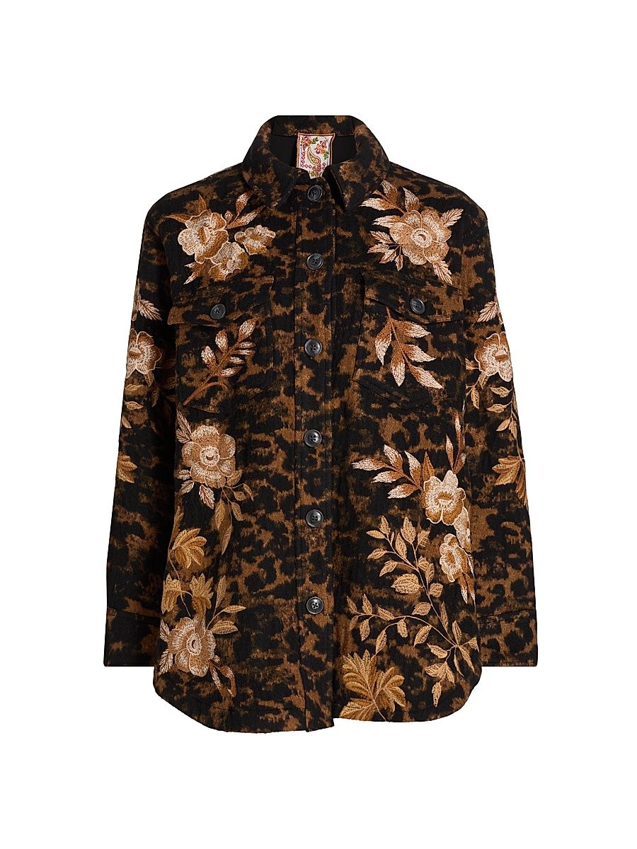 Women's Miela Oversized Shirt Jacket - Floron Jacquard - Size XL