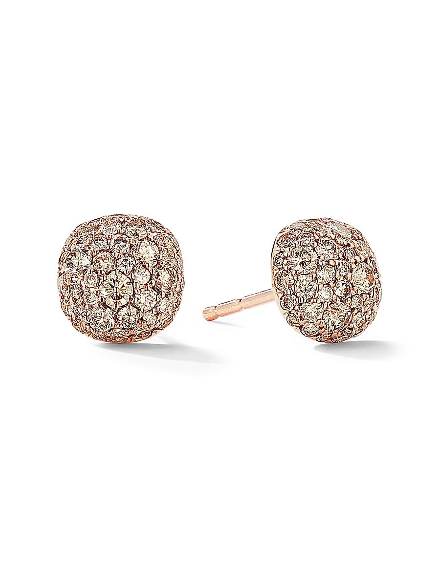 Women's Cushion Stud Earrings in 18K Rose Gold - Rose Gold