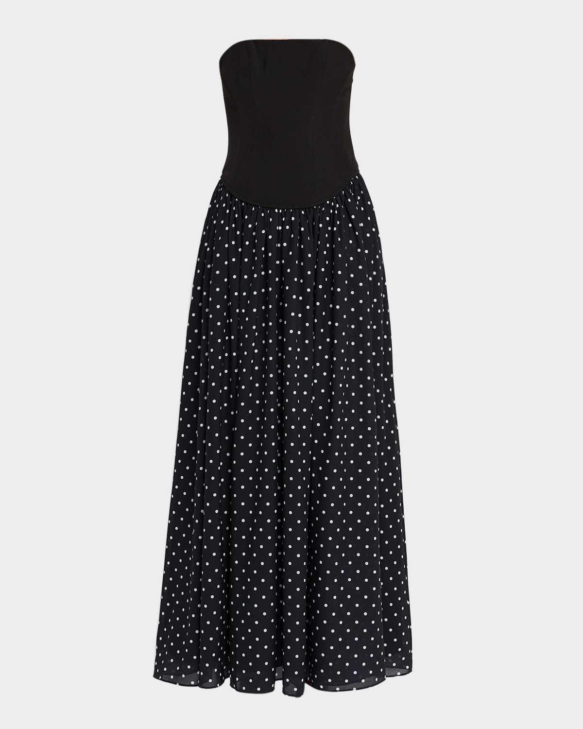 Odette Polka-Dot Strapless Maxi Dress
