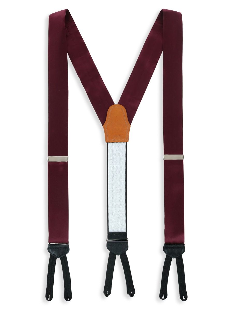 Men Sutton Silk Suspenders - Burgundy