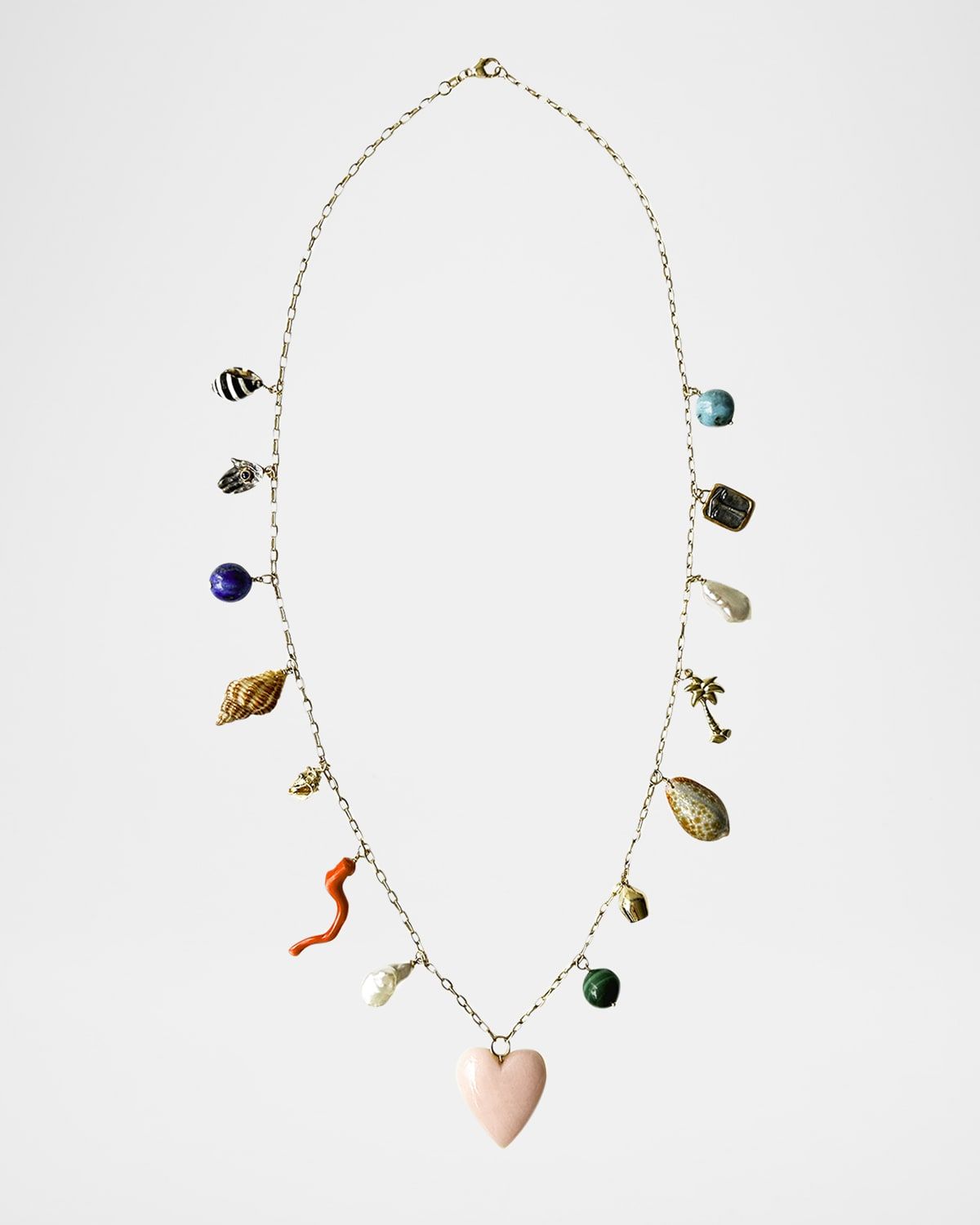 Les Charmantes Opal Heart Charm Necklace