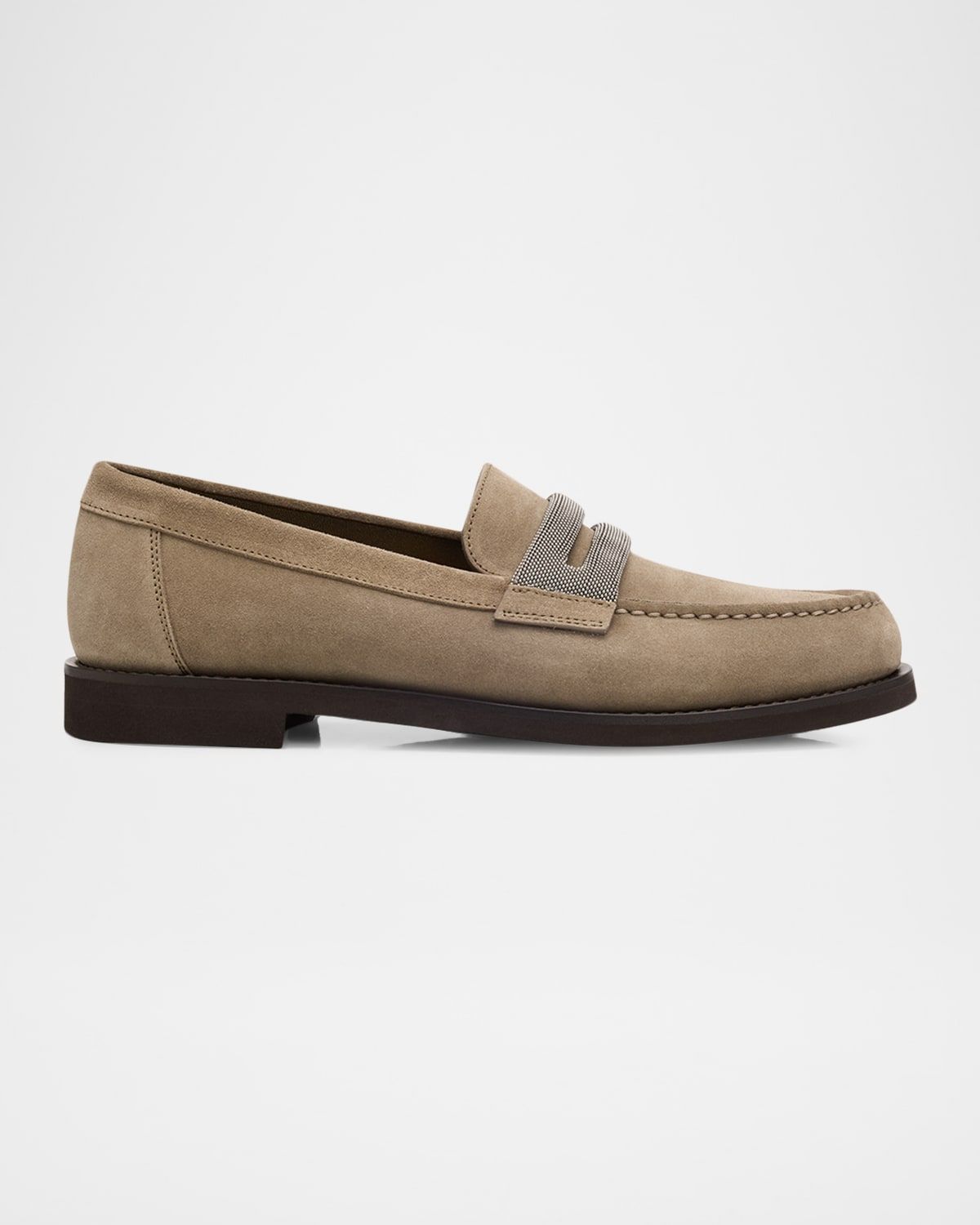 Monili Suede Penny Loafers
