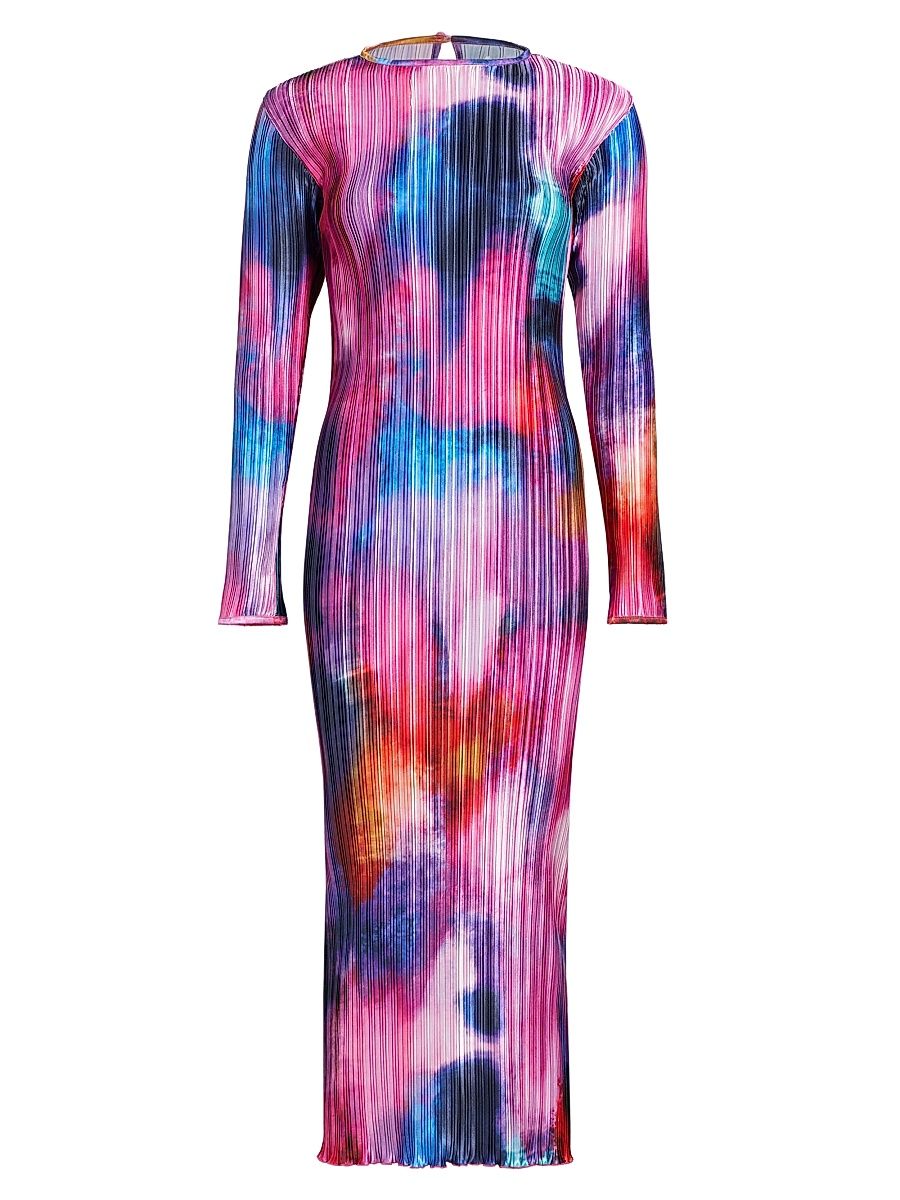 Women's Exposition Pleated Midi-Dress - Lumiere Print Pink - Size 8