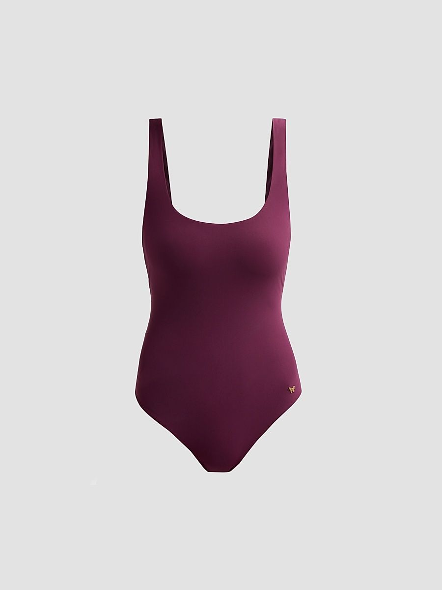 Women's Lace-Up One-Piece Swimsuit - Plum - Size XS