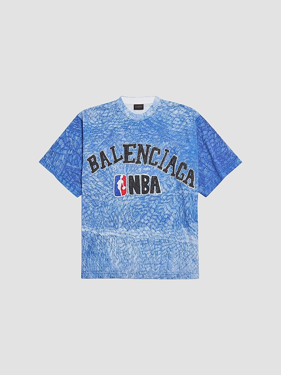 Balenciaga Men's Balenciaga x NBA Collaboration Oversized T-Shirt - Blue - Size Large