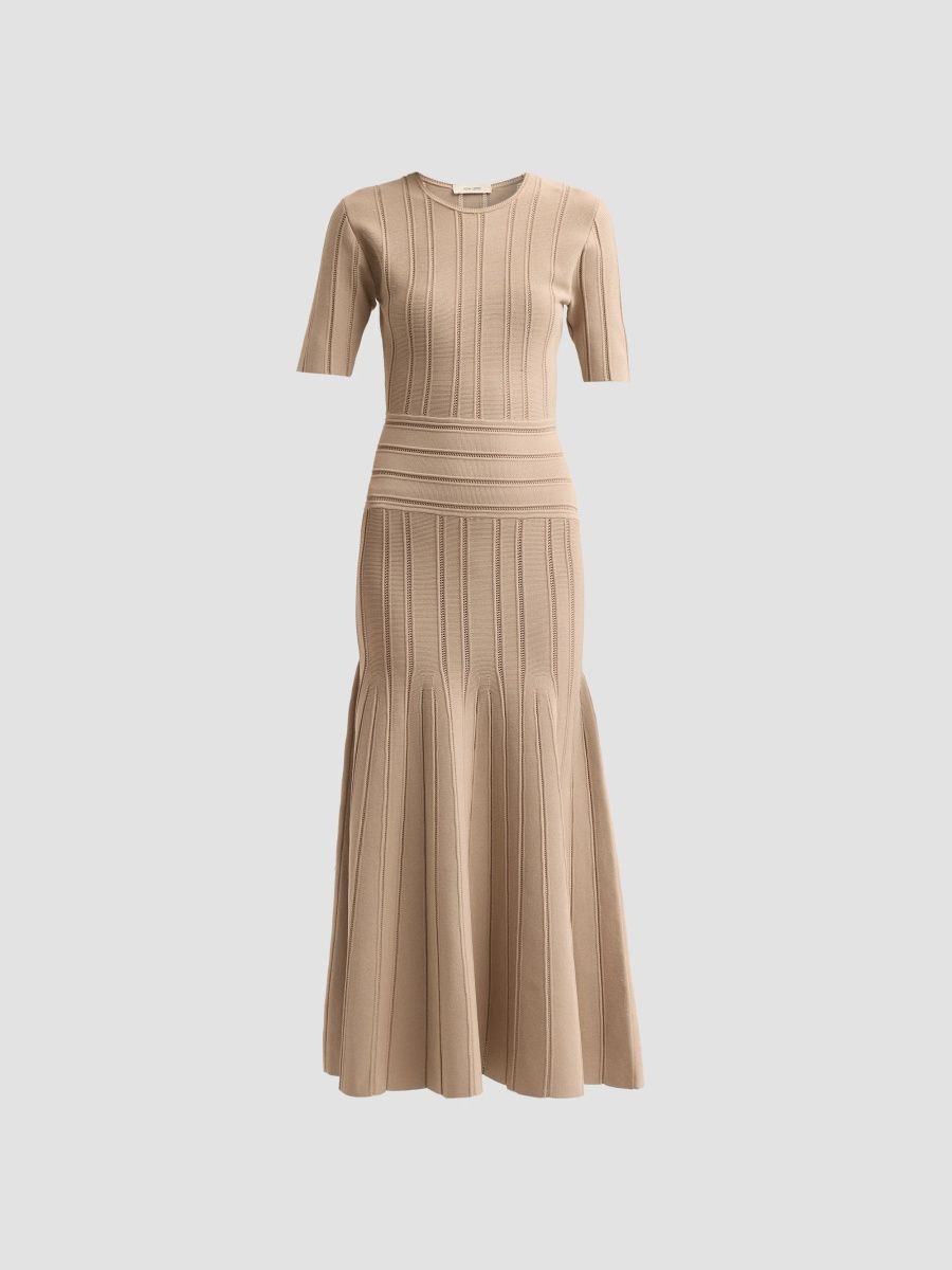 Adam Lippes Women's Cassidy Compact Jacquard Midi Dress - Taupe - Size XL