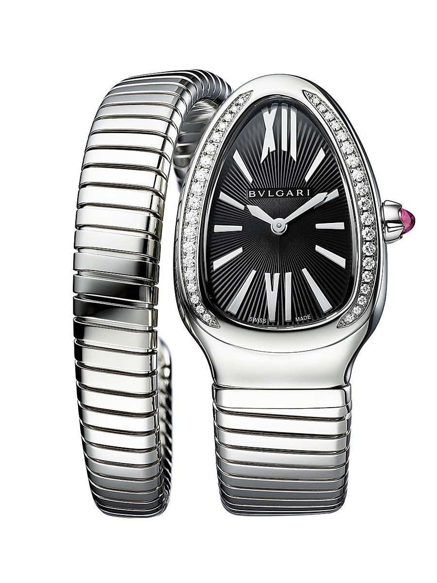 Women's Serpenti Tubogas Stainless Steel & 0.29 TCW Diamond Wrap Watch/35MM - Silver