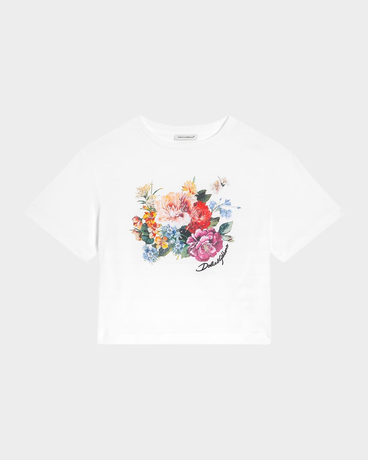 Girl & apos;s Logo-Print Multicolor Floral-Print T-Shirt