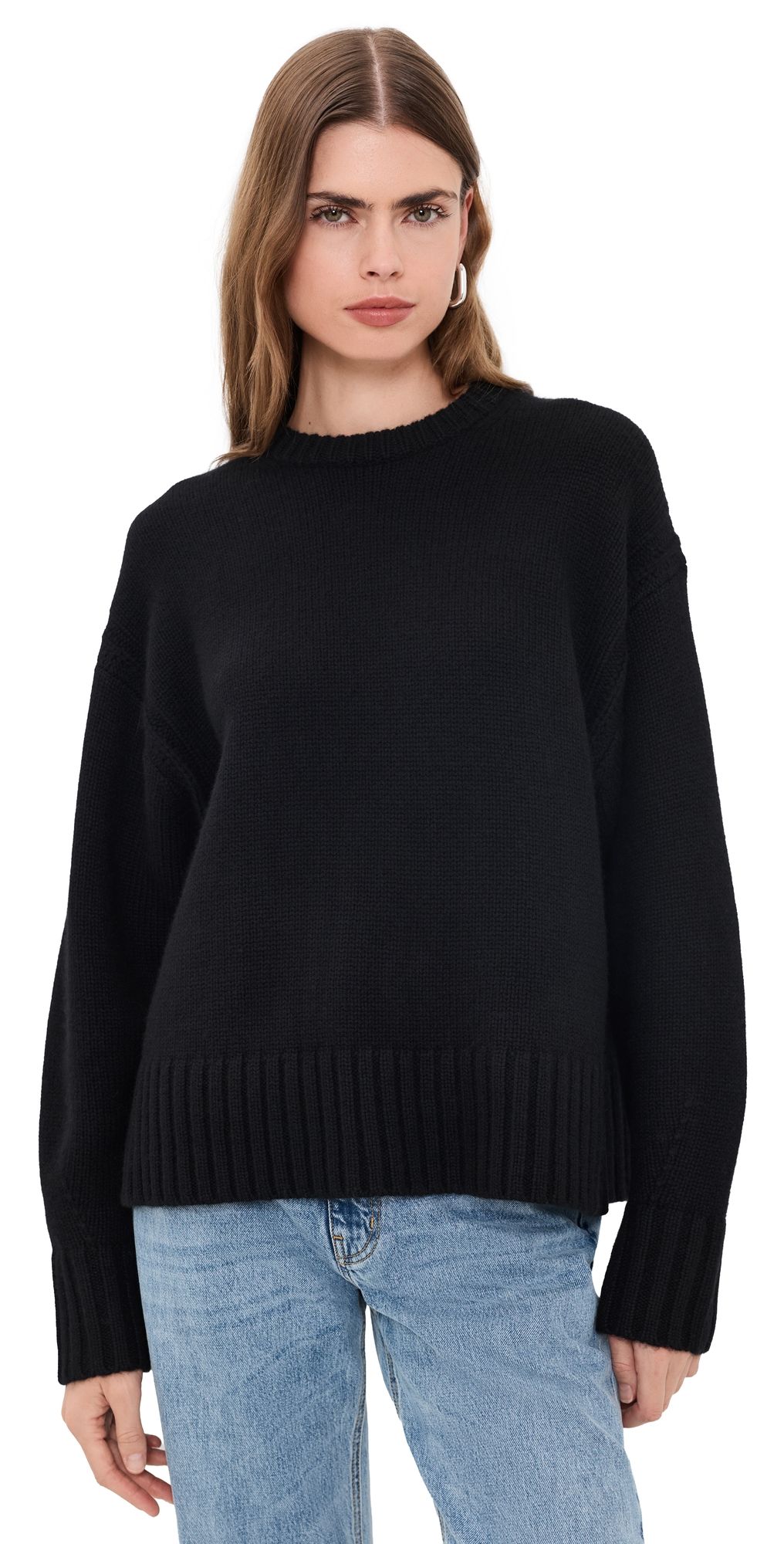 Guest in Residence Cozy Crew Cashmere Pullover Black M