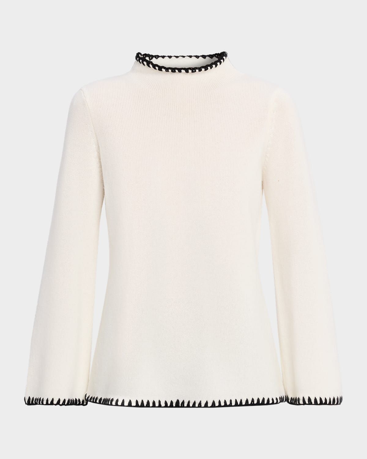 The Loren Cashmere Whipstitched Funnel-Neck Sweater