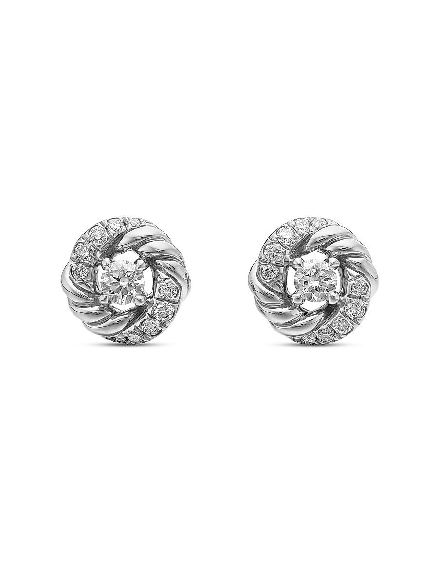 Women's Petite Infinity Stud Earrings in Sterling Silver - Diamond
