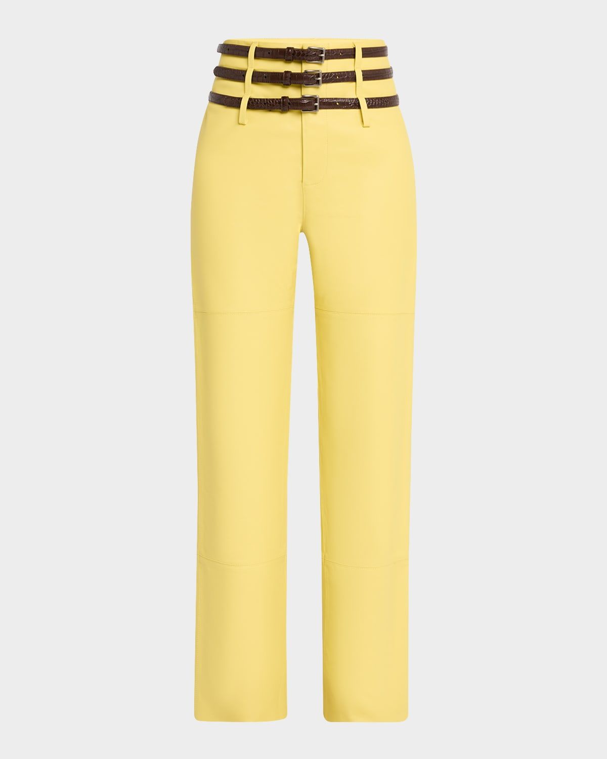 Ally Leather Trousers with Triple Belt