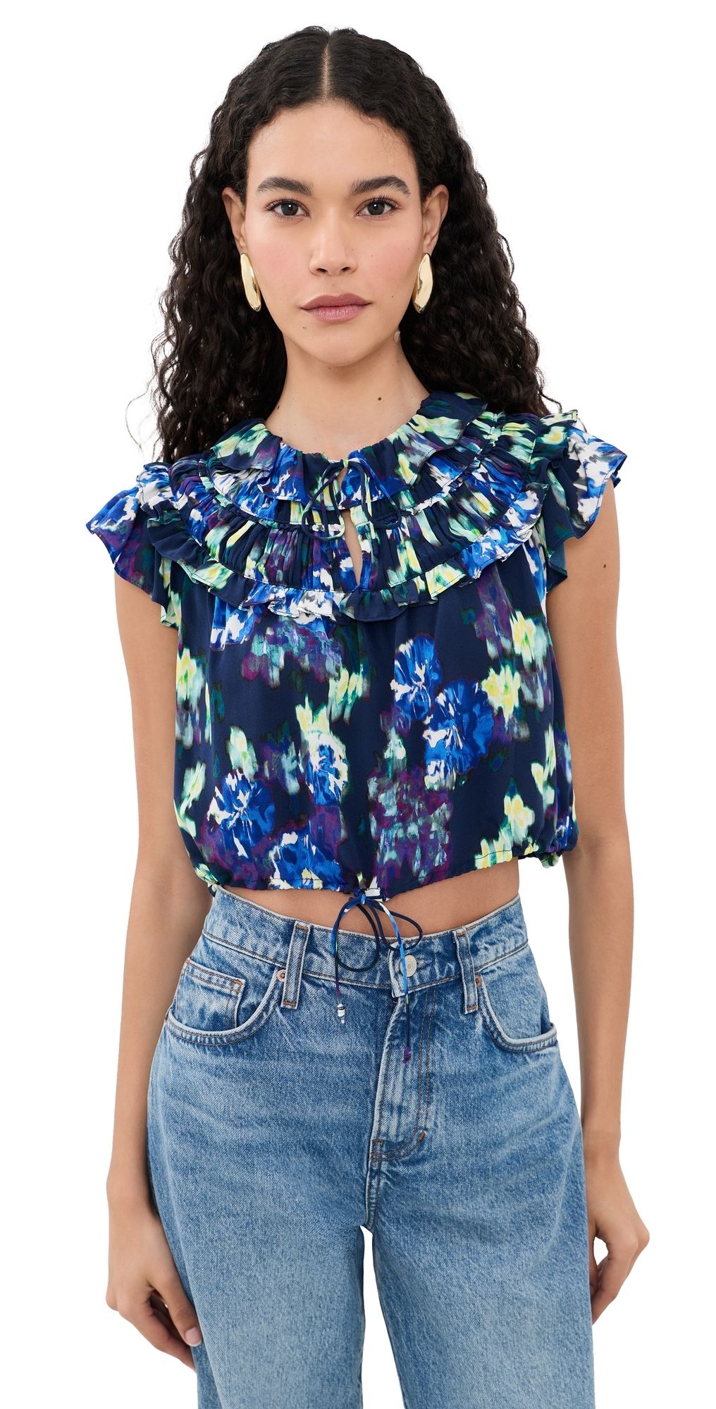 Ulla Johnson Eleonore Silk Top Evening Bloom 0