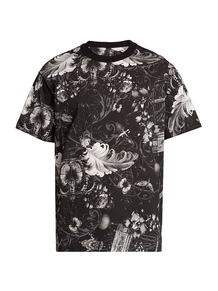 Men's Monochromatic Barocco Crewneck T-Shirt - Black Graphite - Size XXL