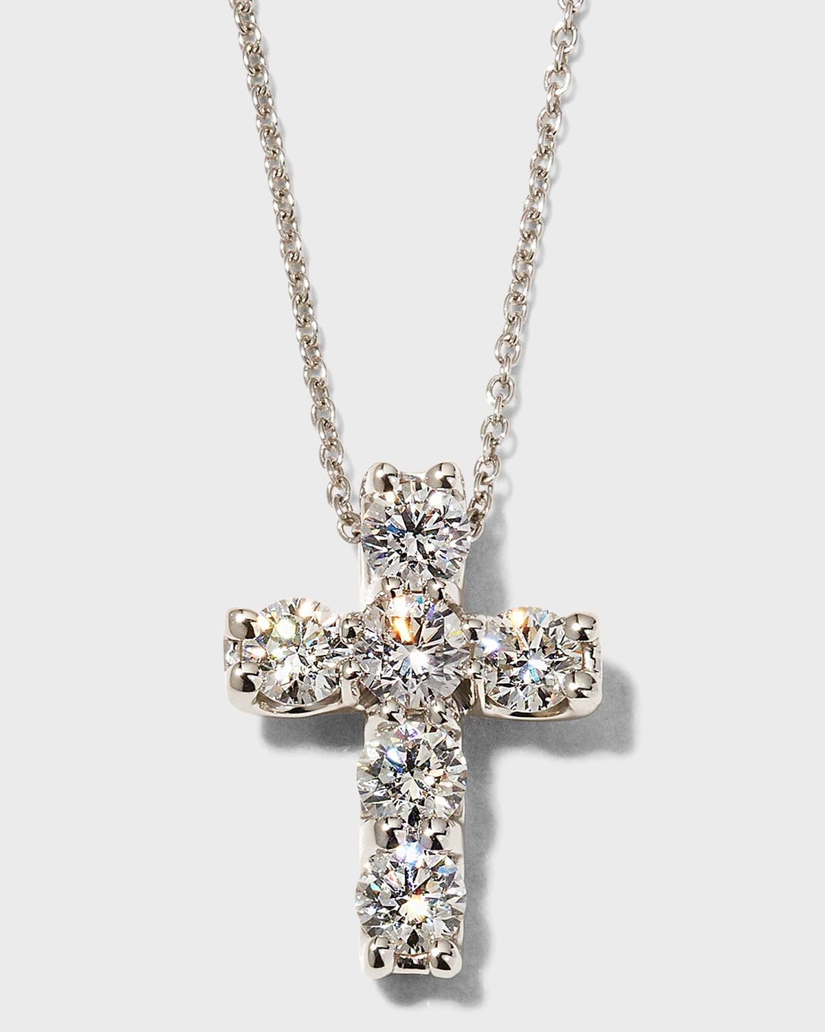 18k Diamond Square-Set Cross Pendant Necklace