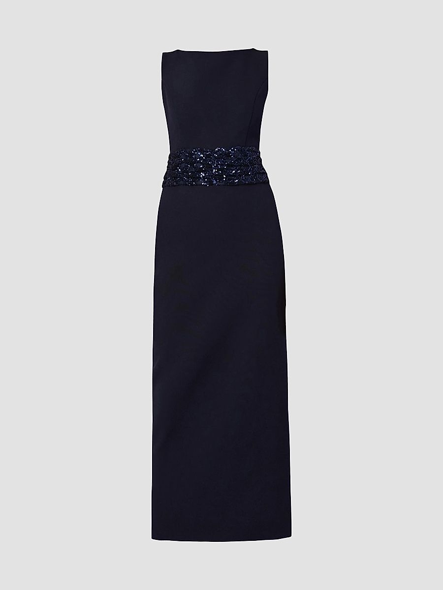 Shoshanna Women's Sia Crepe Sequin-Embellished Maxi Dress - Navy - Size 4