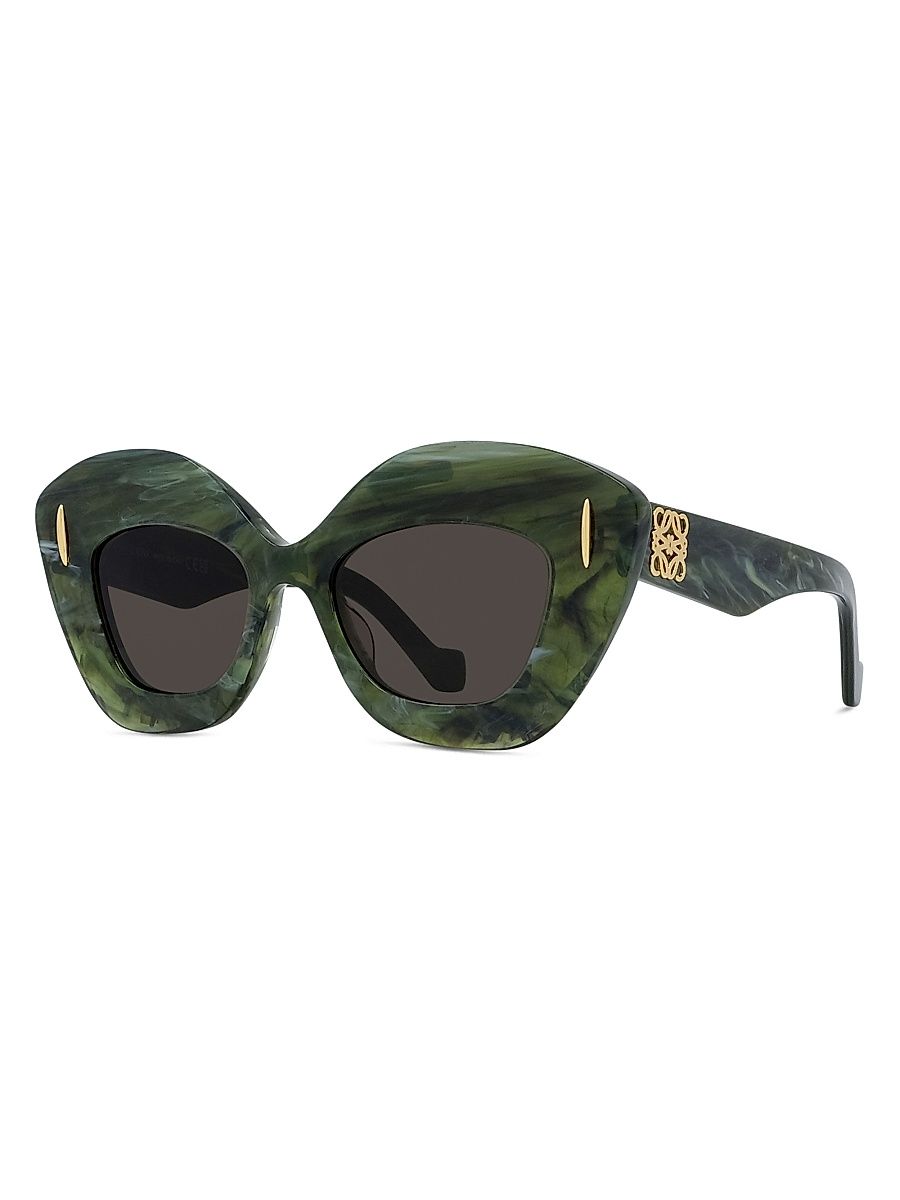 Women's Anagram 48MM Cat-Eye Sunglasses - Grey Green Horn