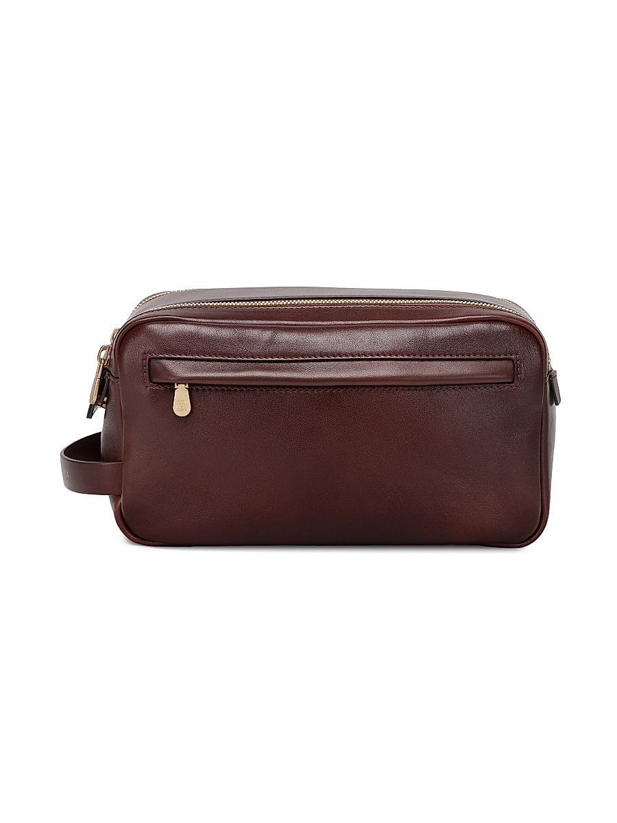 Calfskin Beauty Case with Double Zipper - Burgundy