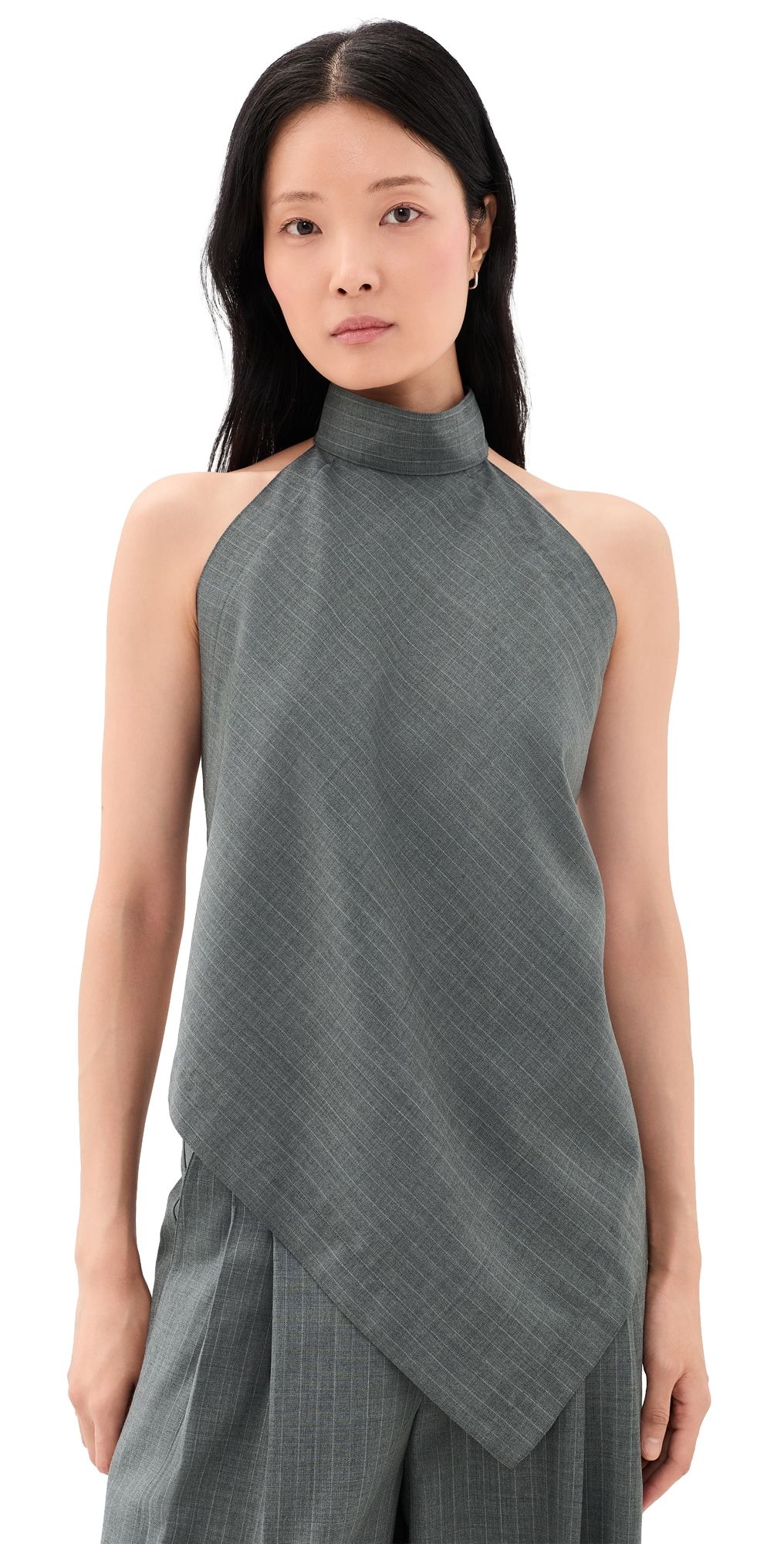 Helmut Lang Halter Scarf Top Grey Melange L