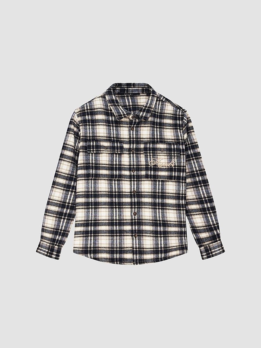 Men's Signed Rosebowl Checked Logo Flannel Shirt - Navy - Size XL