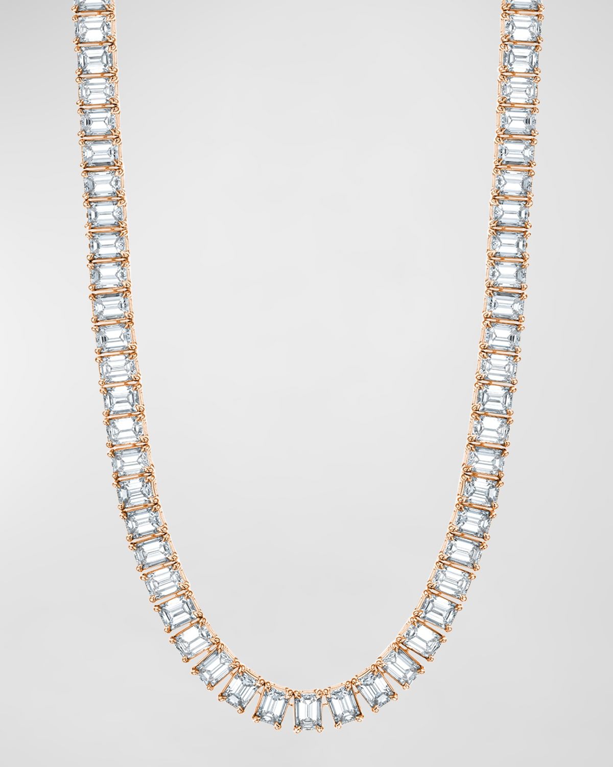 x Danielle Klein 18K Gold 16" North South Prong Set Emerald-Cut Diamond Tennis Necklace, 17.90tcw