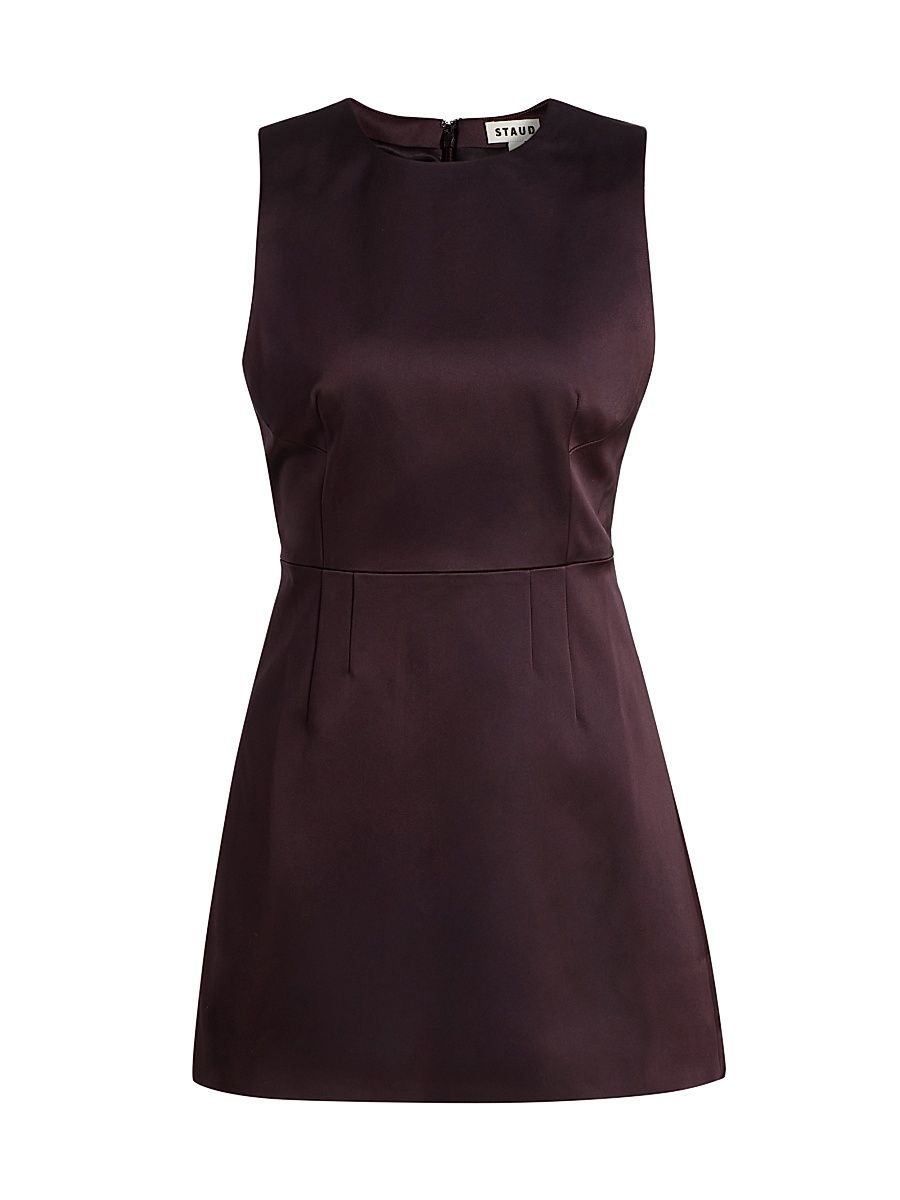 Women's Garden Satin Sleeveless Sheath Minidress - Earth - Size 14