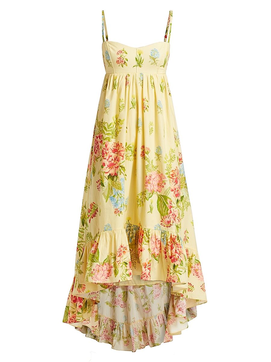 Women's Dhun Floral Cotton High-Low Maxi Dress - Size Large