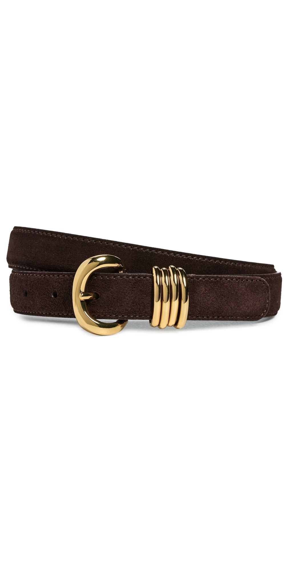 Madewell Metal Keeper Belt In Suede Coffee Bean M