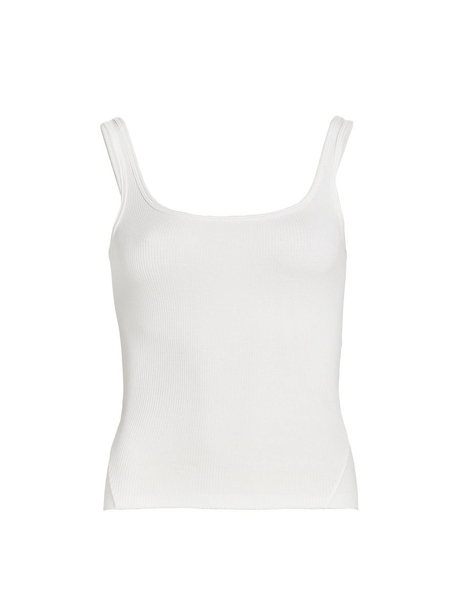 Women's The Essential Rib Scoop Neck Tank - White - Size Large